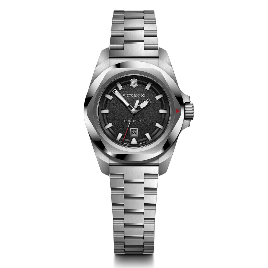 Victorinox I.N.O.X. Small Black Dial Stainless Steel Bracelet Watch 32mm - 242036