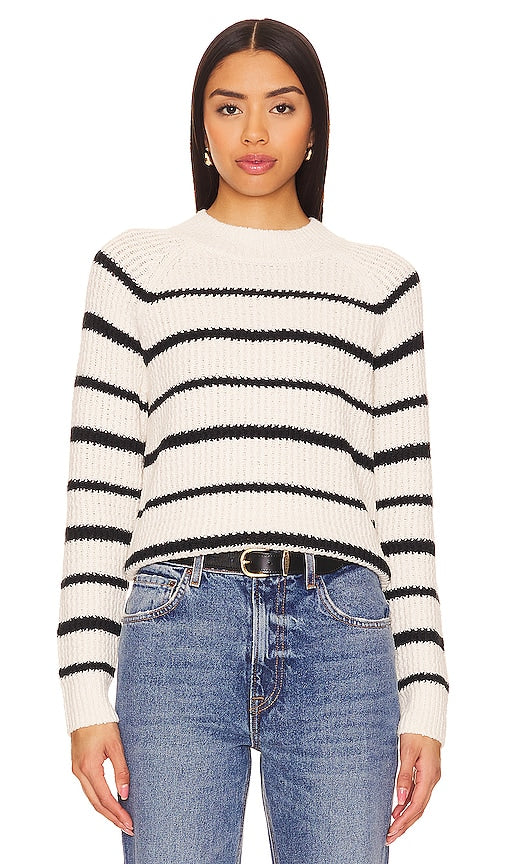 Vince Ribbed Stripe Pullover in White - Vince - Pull côtelé à rayures en blanc - Vince 白色罗纹条纹套头衫 - Vince gerippter Streifenpullover in Weiß - Vince 리브드 스트라이프 풀오버 화이트 색상 - Pullover a righe a coste Vince in bianco