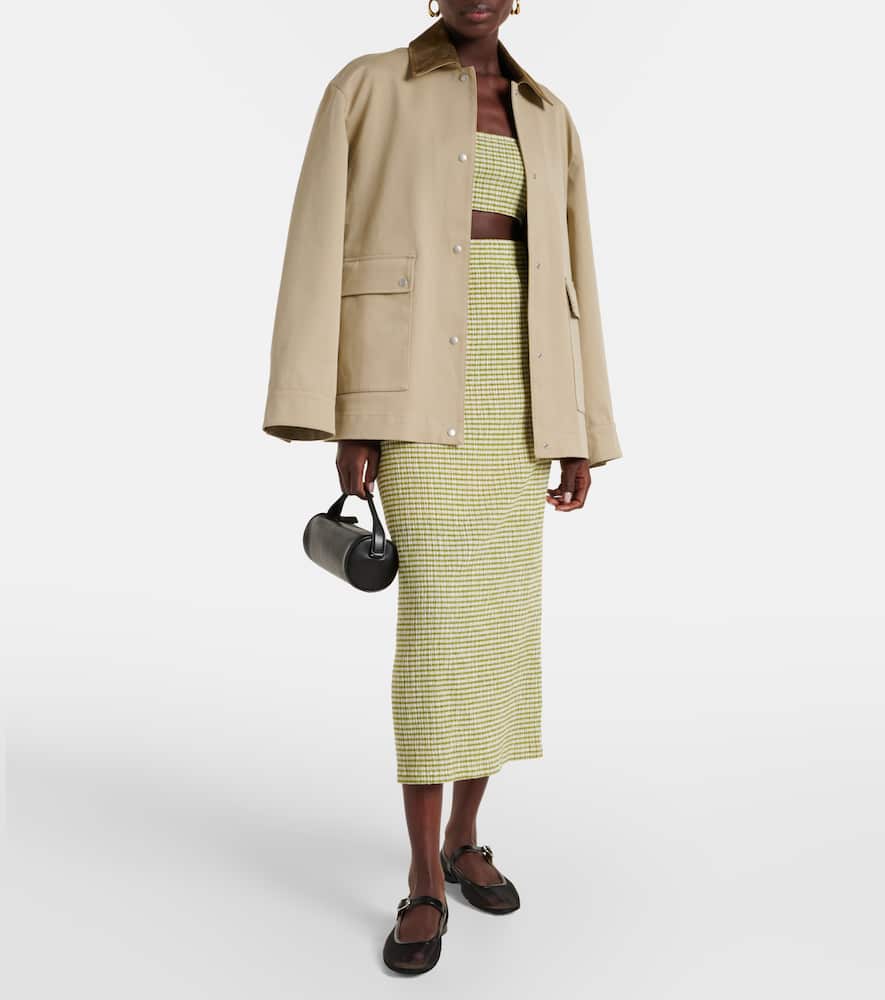 Vince Suede-trimmed cotton gabardine jacket