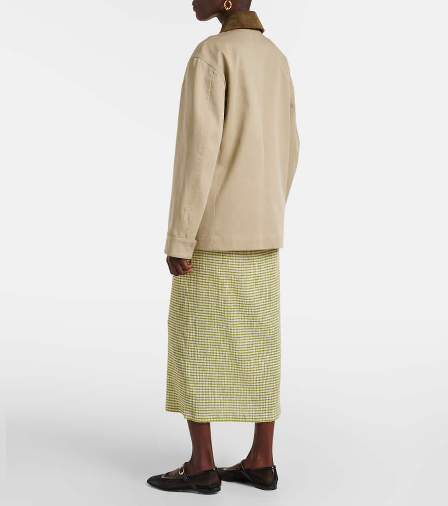 Vince Suede-trimmed cotton gabardine jacket