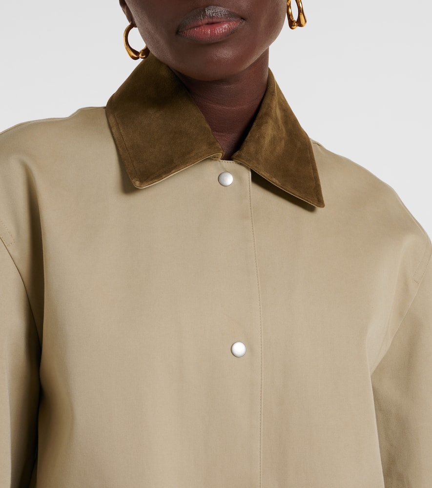 Vince Suede-trimmed cotton gabardine jacket