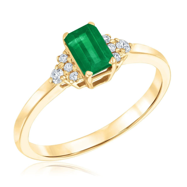 Vintage-Inspired Emerald and Diamond Accent Ring