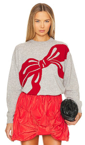 Vivetta Cashmere Blend Sweater With Bow in Grey - Pull en cachemire mélangé Vivetta avec nœud en gris - Vivetta 灰色蝴蝶结羊绒混纺毛衣 - Vivetta-Pullover aus Kaschmirmischung mit Schleife in Grau - Vivetta 캐시미어 블렌드 보우 스웨터 그레이 색상 - Maglione Vivetta in misto cashmere con fiocco in grigio