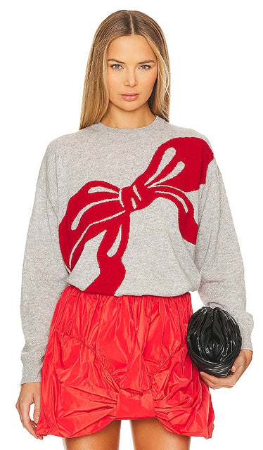 Vivetta Cashmere Blend Sweater With Bow in Grey - Pull en cachemire mélangé Vivetta avec nœud en gris - Vivetta 灰色蝴蝶结羊绒混纺毛衣 - Vivetta-Pullover aus Kaschmirmischung mit Schleife in Grau - Vivetta 캐시미어 블렌드 보우 스웨터 그레이 색상 - Maglione Vivetta in misto cashmere con fiocco in grigio