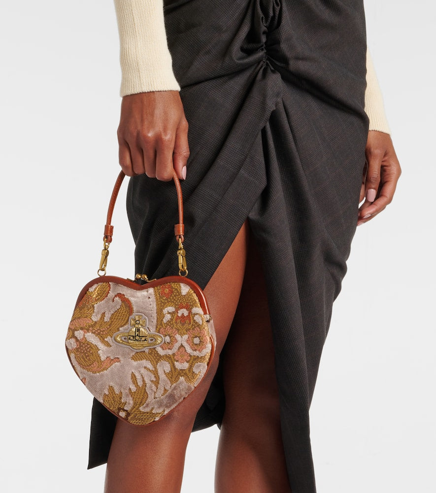 Vivienne Westwood Bella Heart Frame velvet tote bag