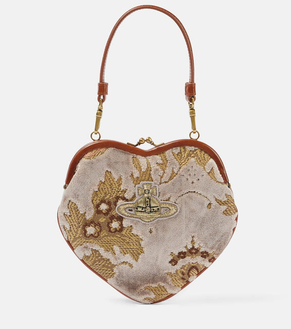 Vivienne Westwood Bella Heart Frame velvet tote bag. Shop Vivienne Westwood Top-Handle Bags for women now.
