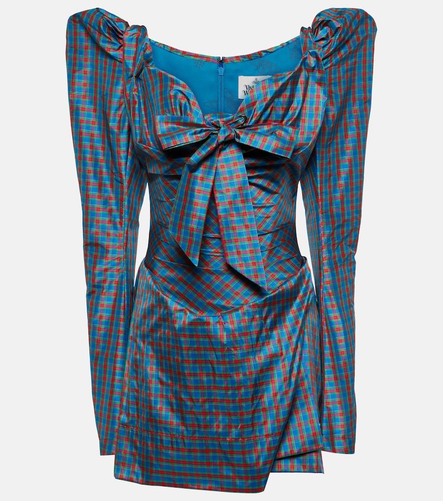 Vivienne Westwood Bow-detail checked minidress. Vivienne Westwood 蝴蝶结装饰格纹迷你连衣裙