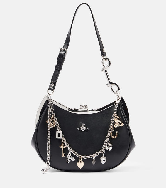 Vivienne Westwood Charm Frame Small leather shoulder bag. Shop Vivienne Westwood Shoulder Bags for women now.
