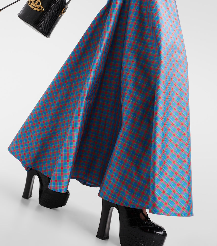 Vivienne Westwood Checked ruffled silk-blend maxi skirt