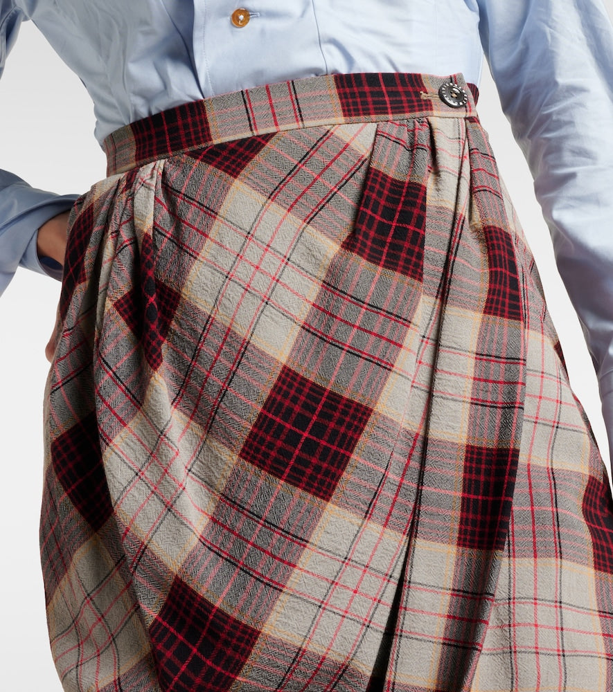 Vivienne Westwood Drunken Drape checked midi skirt