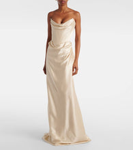 Vivienne Westwood Galaxy draped cr√É¬™pe satin bustier gown
