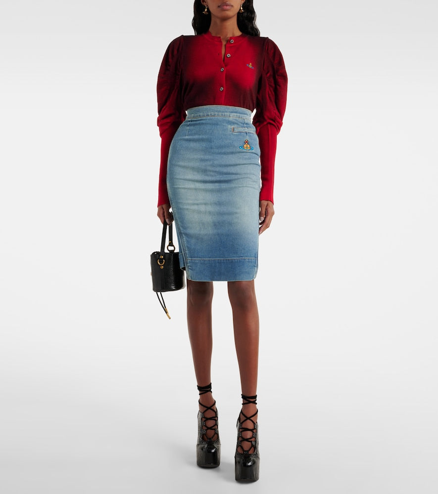 Vivienne Westwood Orb denim pencil skirt