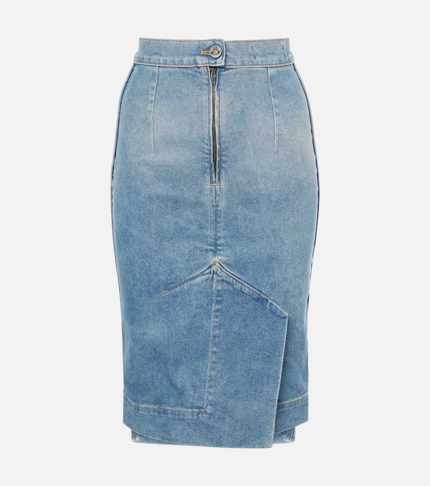 Vivienne Westwood Orb denim pencil skirt - Vivienne Westwood Orb 牛仔铅笔裙