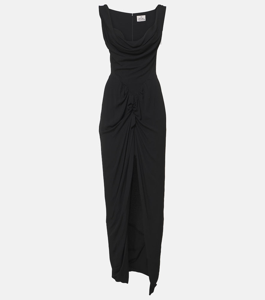 Vivienne Westwood Panther gathered asymmetric maxi dress. Vivienne Westwood Panther 褶皱不对称长裙