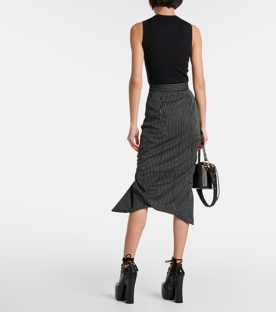 Vivienne Westwood Pinstriped wool and cotton midi skirt