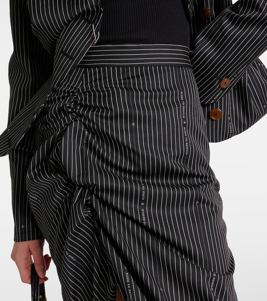 Vivienne Westwood Pinstriped wool and cotton midi skirt