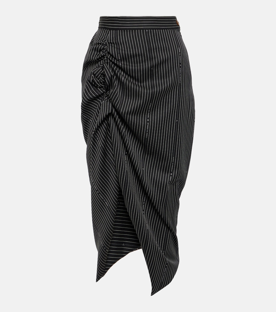 Vivienne Westwood Pinstriped wool and cotton midi skirt - Vivienne Westwood 条纹羊毛棉质中长裙