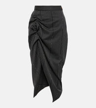 Vivienne Westwood Pinstriped wool and cotton midi skirt - Vivienne Westwood 条纹羊毛棉质中长裙