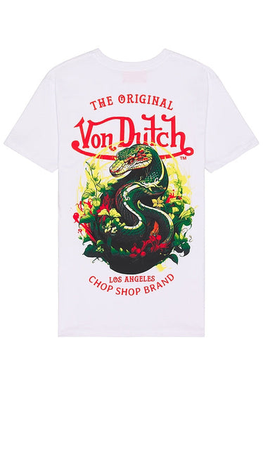Von Dutch Snake Graphic Tee in White - Von Dutch - T-shirt imprimé serpent - Blanc - Von Dutch 白色蛇纹 T 恤 - Von Dutch T-Shirt mit Schlangengrafik in Weiß - Von Dutch 스네이크 그래픽 티셔츠 화이트 색상 - Maglietta grafica Von Dutch Snake in bianco