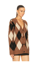 WAO Argyle Sweater Cardigan in Brown