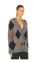 WAO Argyle Sweater Cardigan in Grey