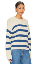 White + Warren Striped Crewneck in Beige