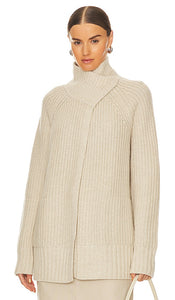 White + Warren Ribbed Coatigan in Beige