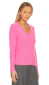 White + Warren Cashmere Vneck Sweater in Pink