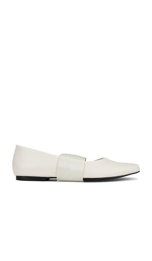 WeWoreWhat Metal Strap Footwear in Ivory | Ivory Ballet Flats for Women