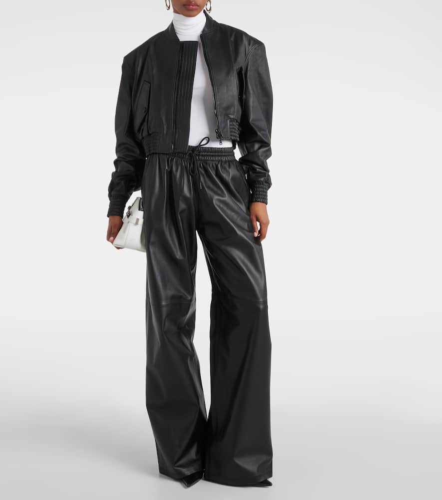 Wardrobe.NYC Cropped leather bomber jacket