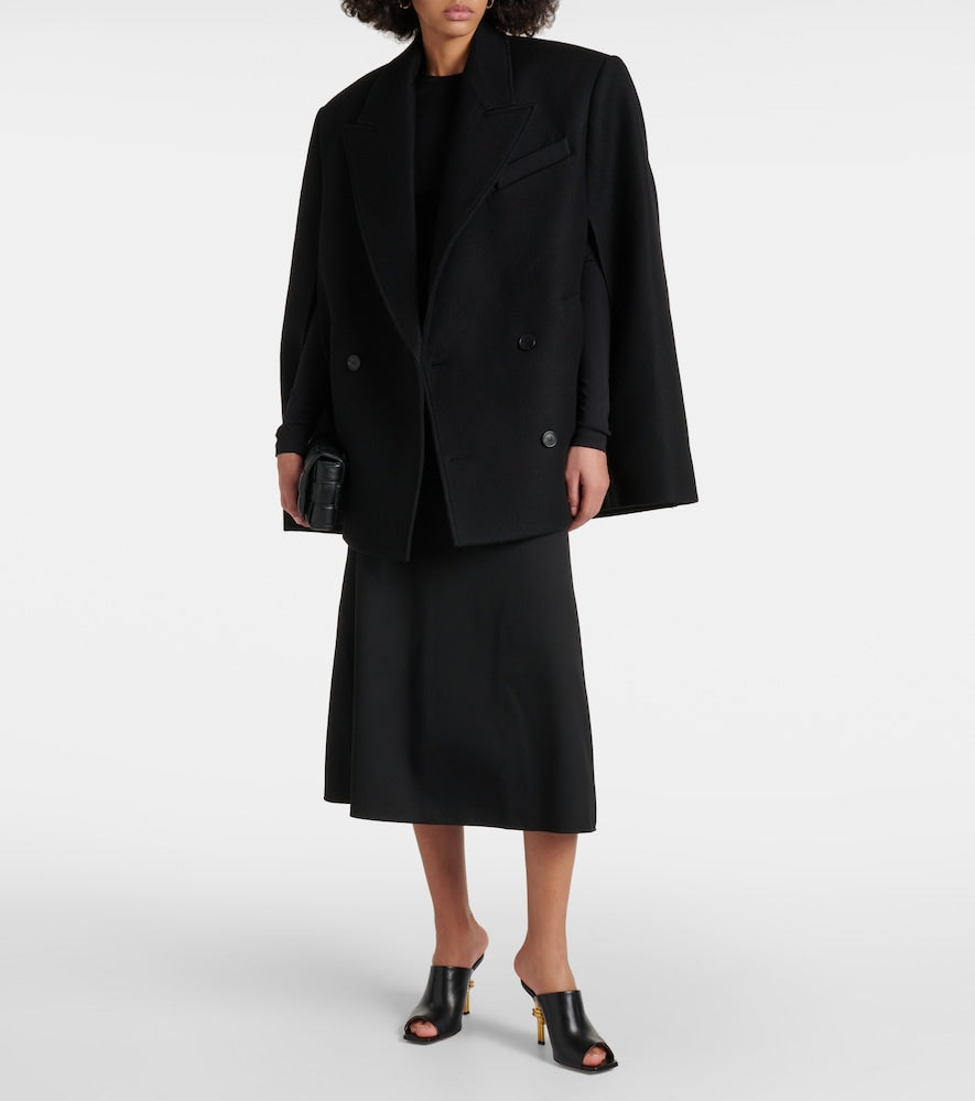Wardrobe.NYC Double-breasted cropped virgin wool cape
