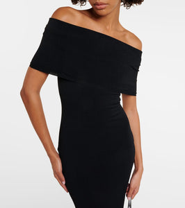 Wardrobe.NYC Off-shoulder ribbed-knit midi dress