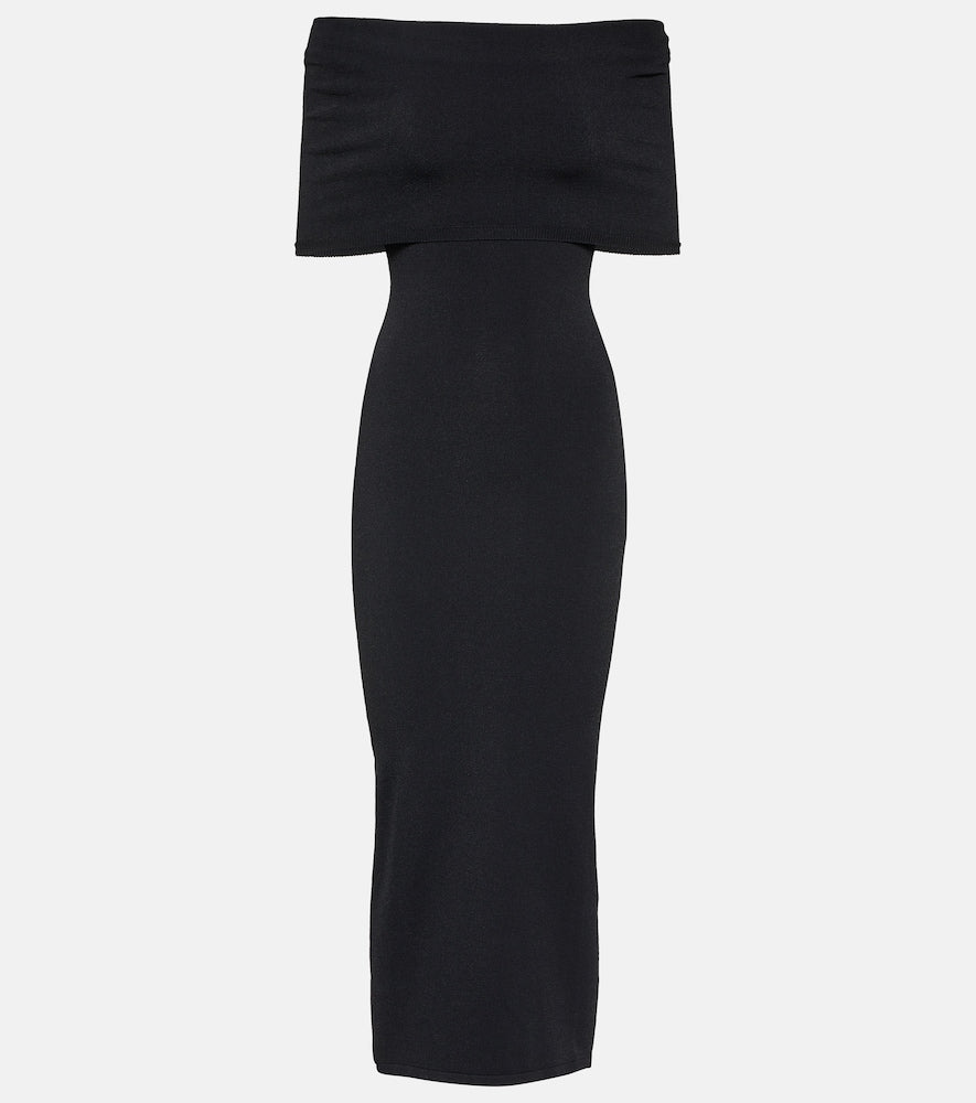 Wardrobe.NYC Off-shoulder ribbed-knit midi dress. Wardrobe.NYC 露肩罗纹针织中长连衣裙