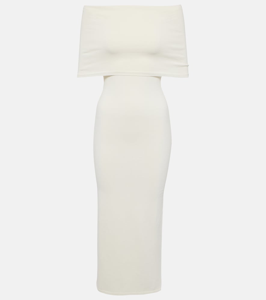 Wardrobe.NYC Off-shoulder ribbed-knit midi dress. Wardrobe.NYC 露肩罗纹针织中长连衣裙