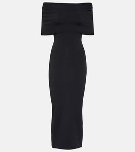 Wardrobe.NYC Off-shoulder ribbed-knit midi dress