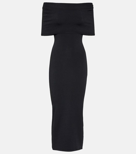 Wardrobe.NYC Off-shoulder ribbed-knit midi dress