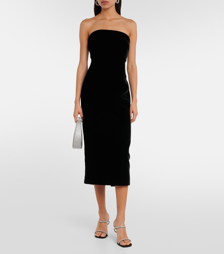 Wardrobe.NYC Strapless velvet midi dress