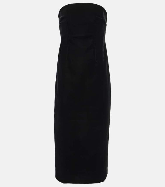 Wardrobe.NYC Strapless velvet midi dress