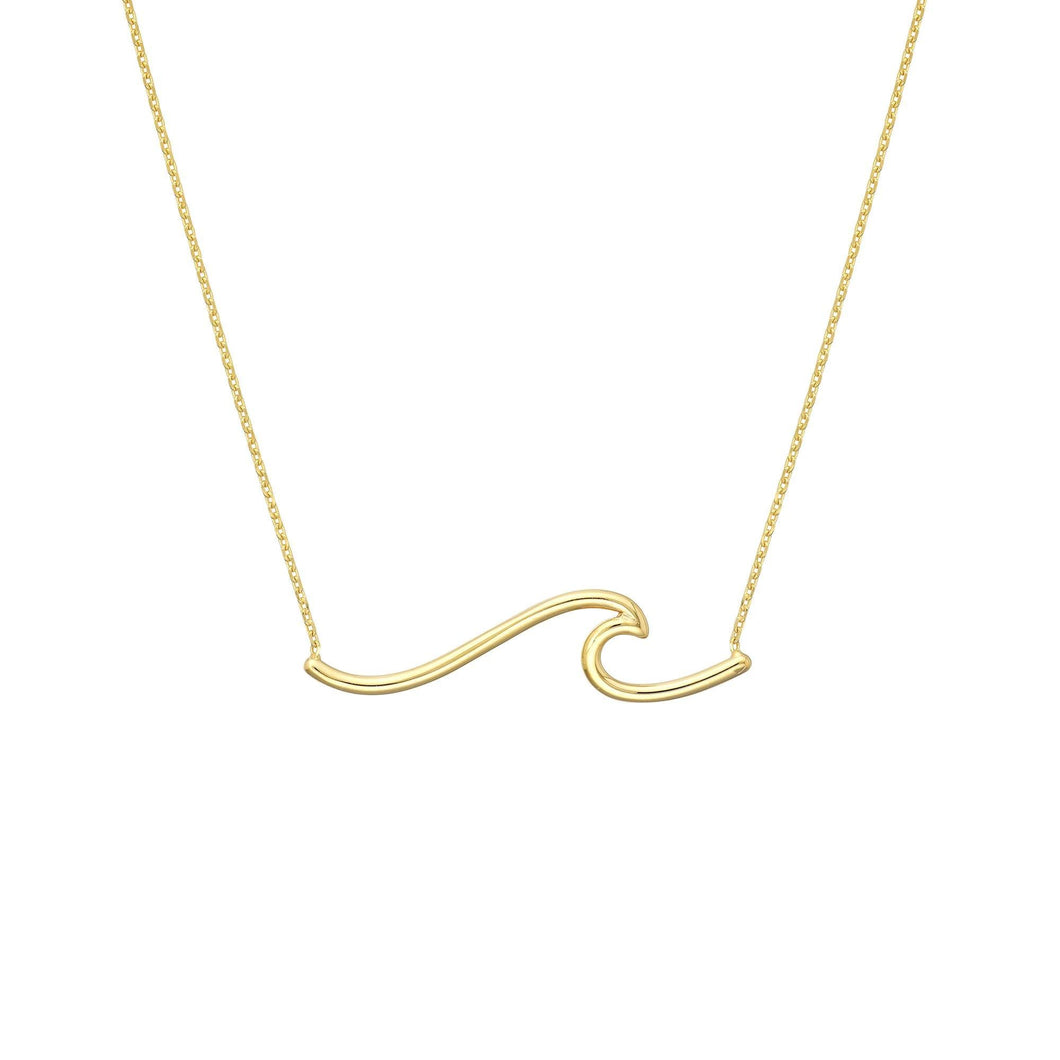 Wave Adjustable Yellow Gold Necklace