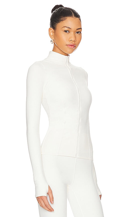 WeWoreWhat Active Zip Up Jacket in Ivory
