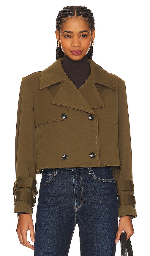 WeWoreWhat Cropped Trench Coat in Olive