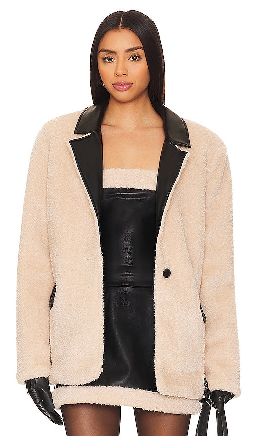 WeWoreWhat Faux Fur Blazer in Ivory