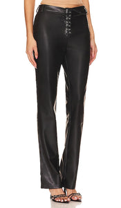 WeWoreWhat Faux Leather Lace Front Pant in Black