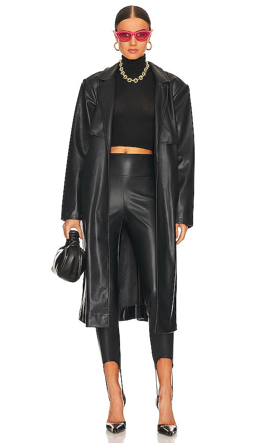 WeWoreWhat Faux Leather Trench in Black