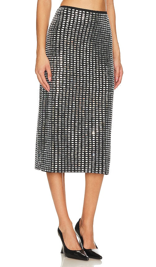 WeWoreWhat Geo Crystal Midi Skirt in Black