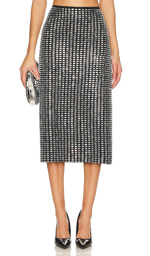 WeWoreWhat Geo Crystal Midi Skirt in Black - WeWoreWhat - Jupe mi-longue Geo Crystal en noir - WeWoreWhat Geo 水晶黑色中长半身裙 - WeWoreWhat Geo Crystal Midirock in Schwarz - WeWoreWhat Geo 크리스탈 미디 스커트블랙 색상 - Gonna longuette WeWoreWhat Geo Crystal in nero