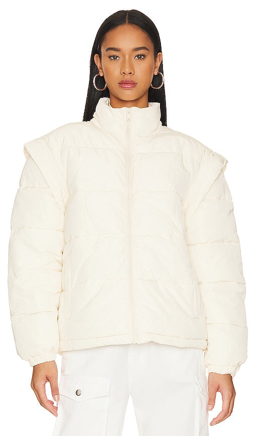 WeWoreWhat Snap Off Sleeve Puffer Jacket in Ivory
