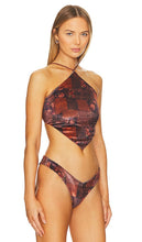 WeWoreWhat Velvet Bungee Bandana Bikini Top in Burgundy