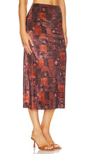 WeWoreWhat Velvet Patchwork Midi Skirt in Burgundy