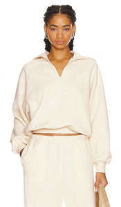 WellBeing + BeingWell Layne Half Zip Pullover in White - WellBeing + BeingWell - Layne - Pull à demi-fermeture éclair - Blanc - WellBeing + BeingWell Layne 白色半拉链套头衫 - WellBeing + BeingWell Layne Pullover mit halbem Reißverschluss in Weiß - WellBeing + BeingWell Layne 하프 지퍼 풀오버 ​​화이트 색상 - WellBeing + BeingWell Pullover con mezza zip Layne in bianco